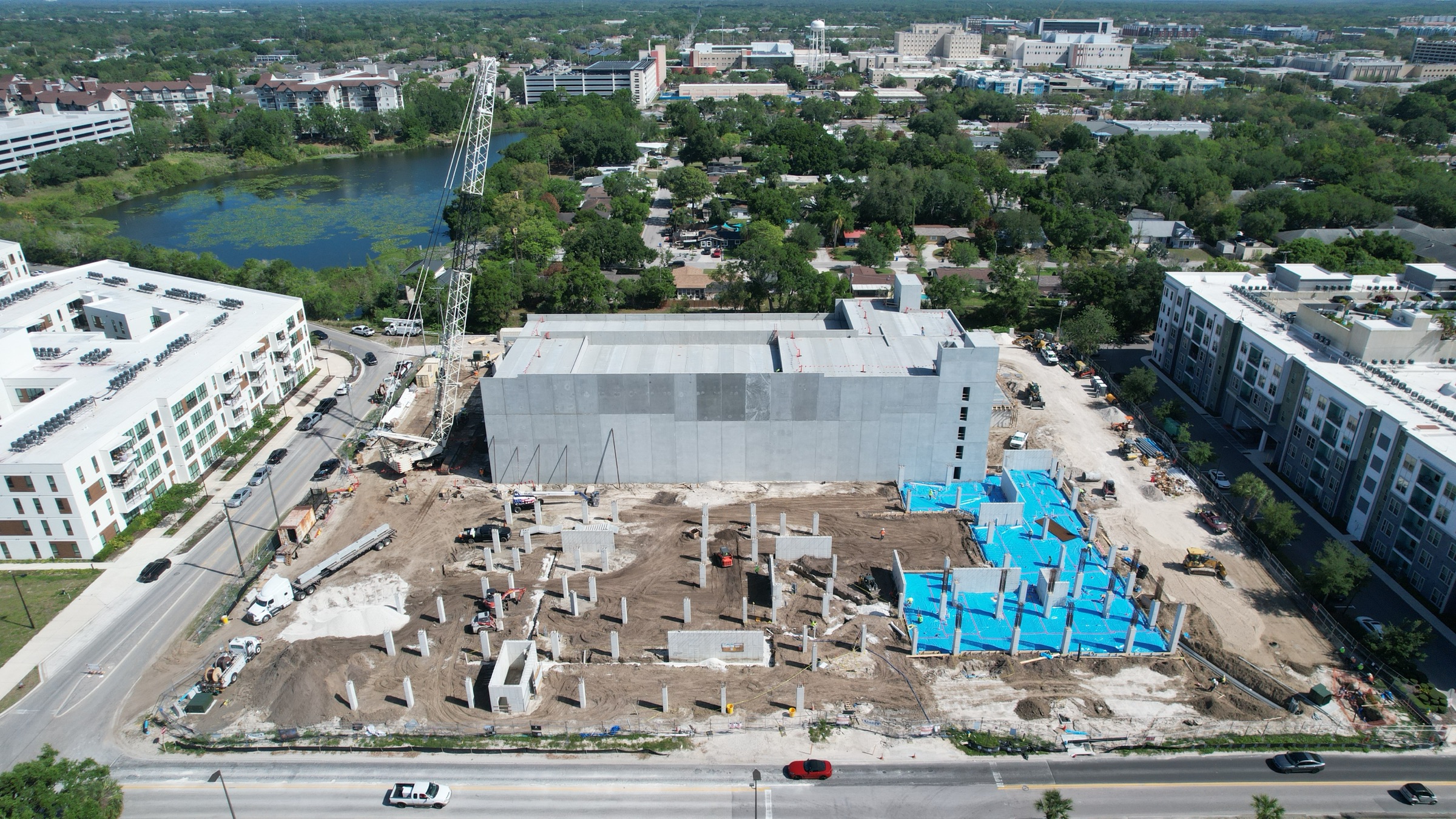 Aerial inspection — construction site overview