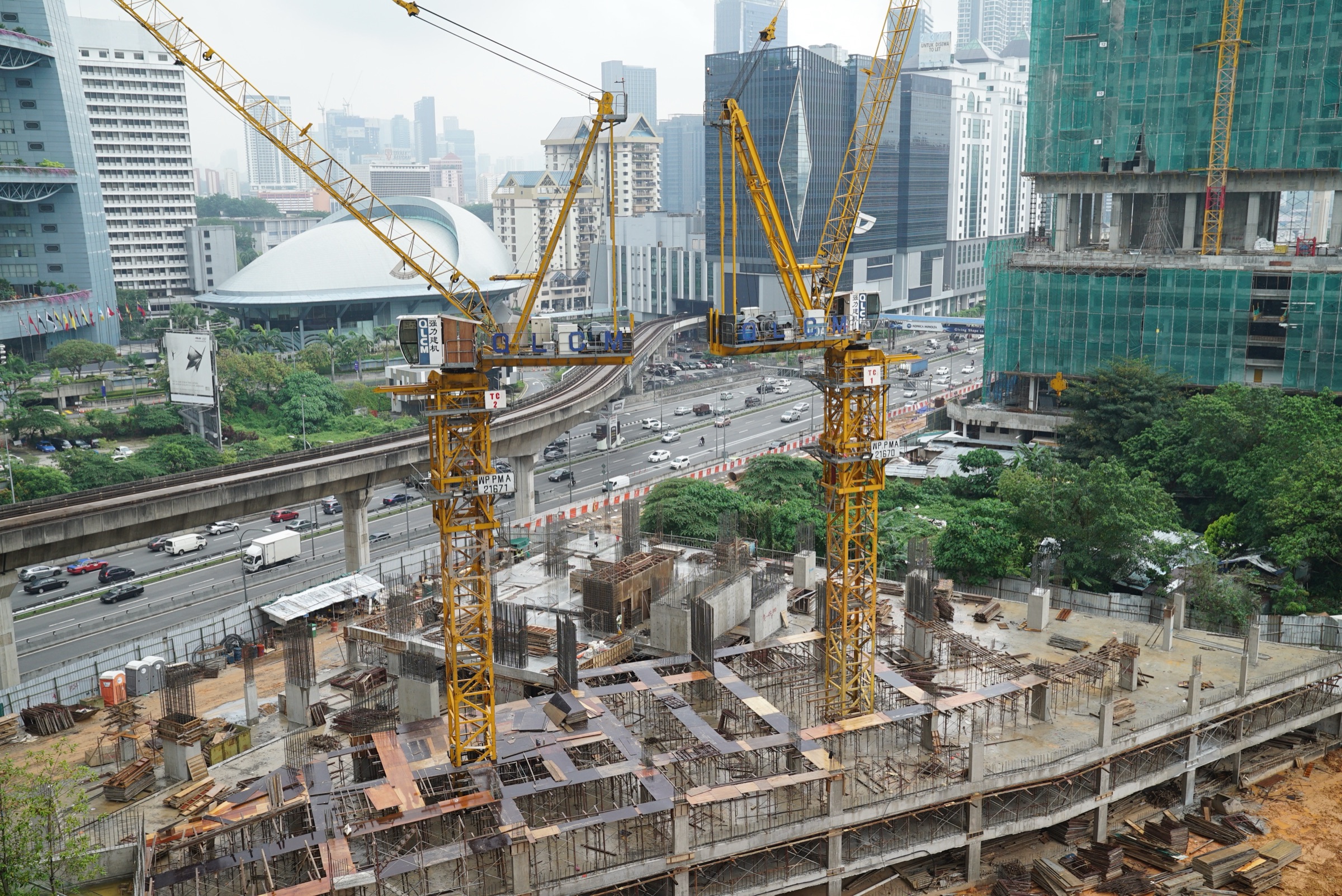 Construction site aerial overview